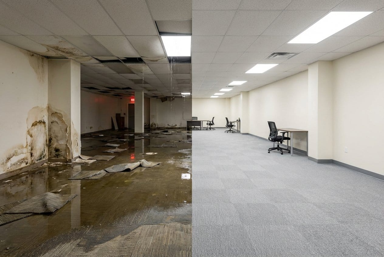 Fair Lawn Water Damage Restoration commercial office space restoration before and after in Fair Lawn