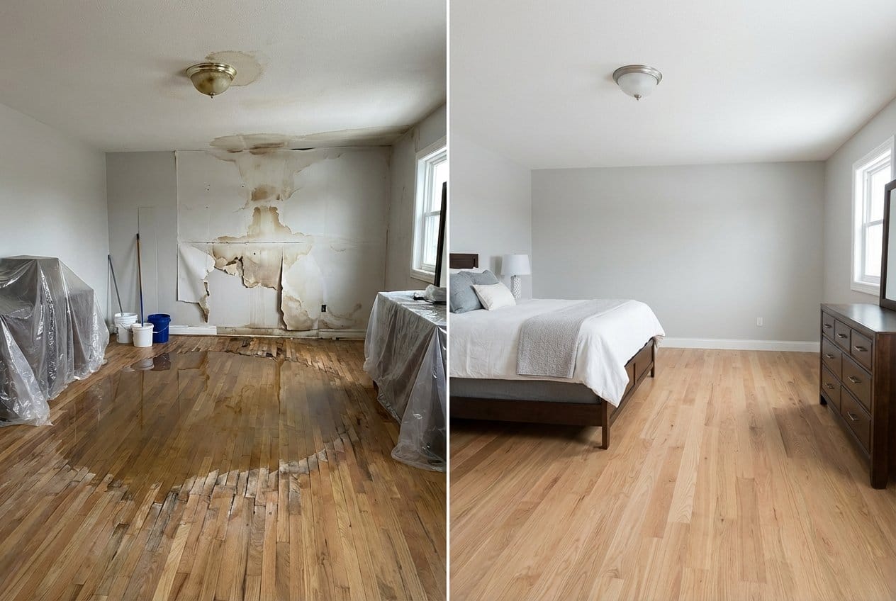 Fair Lawn Water Damage Restoration bedroom restoration before and after in Fair Lawn